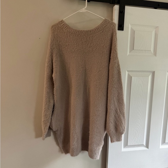 Meenew Women's Furry Pullover Sweater Dress Loose Oversized Long Knitted Top - Picture 6 of 7